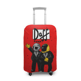 Чехол для чемодана 3D с принтом Daff Punk в Петрозаводске, 86% полиэфир, 14% спандекс | двустороннее нанесение принта, прорези для ручек и колес | donut | homer | music | simpson | барт | гомер | музыка | пончик | симпсон