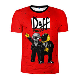 Мужская футболка 3D спортивная с принтом Daff Punk в Петрозаводске, 100% полиэстер с улучшенными характеристиками | приталенный силуэт, круглая горловина, широкие плечи, сужается к линии бедра | donut | homer | music | simpson | барт | гомер | музыка | пончик | симпсон