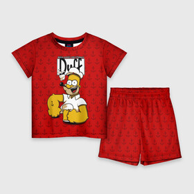 Детский костюм с шортами 3D с принтом Duff Beer в Петрозаводске,  |  | bart | donut | griffin | homer | popeye | simpson | барт | гомер | гриффин | капитан | моряк | симпсон | стьюи | якорь