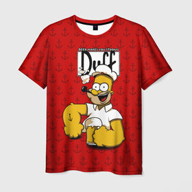 Мужская футболка 3D с принтом Duff Beer в Петрозаводске, 100% полиэфир | прямой крой, круглый вырез горловины, длина до линии бедер | bart | donut | griffin | homer | popeye | simpson | барт | гомер | гриффин | капитан | моряк | симпсон | стьюи | якорь