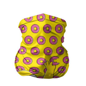 Бандана-труба 3D с принтом Пончики Гомера Симпсона в Петрозаводске, 100% полиэстер, ткань с особыми свойствами — Activecool | плотность 150‒180 г/м2; хорошо тянется, но сохраняет форму | donut | homer | simpson | гомер | еда | плюшка | пончик | симпсон