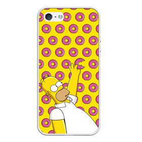 Чехол для iPhone 5/5S матовый с принтом Пончики Гомера Симпсона в Петрозаводске, Силикон | Область печати: задняя сторона чехла, без боковых панелей | donut | homer | simpson | гомер | еда | плюшка | пончик | симпсон