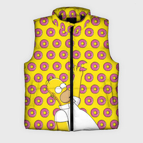 Мужской жилет утепленный 3D с принтом Пончики Гомера Симпсона в Петрозаводске,  |  | donut | homer | simpson | гомер | еда | плюшка | пончик | симпсон