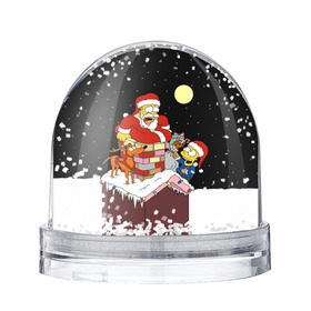 Снежный шар с принтом Симпсон - Санта Клаус в Петрозаводске, Пластик | Изображение внутри шара печатается на глянцевой фотобумаге с двух сторон | bart | christmas | happy new year | homer simpson | the simpsons | барт | гомер | дед мороз | луна | новый год | олень | подарки | санта | снег | собака | сосульки