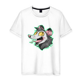 Мужская футболка хлопок с принтом Опоссум в Петрозаводске, 100% хлопок | прямой крой, круглый вырез горловины, длина до линии бедер, слегка спущенное плечо. | animal | mouse | opossum | rat | животное | крыса | мышь | опоссум