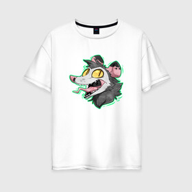 Женская футболка хлопок Oversize с принтом Опоссум в Петрозаводске, 100% хлопок | свободный крой, круглый ворот, спущенный рукав, длина до линии бедер
 | animal | mouse | opossum | rat | животное | крыса | мышь | опоссум