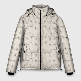 Мужская зимняя куртка 3D с принтом Скелеты и йога в Петрозаводске, верх — 100% полиэстер; подкладка — 100% полиэстер; утеплитель — 100% полиэстер | длина ниже бедра, свободный силуэт Оверсайз. Есть воротник-стойка, отстегивающийся капюшон и ветрозащитная планка. 

Боковые карманы с листочкой на кнопках и внутренний карман на молнии. | йога | скелет | скелеты | спорт | спортсмен | упражнение | упражнения
