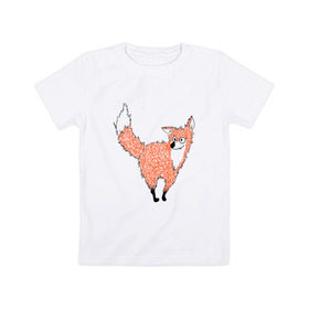Детская футболка хлопок с принтом Crazy fox в Петрозаводске, 100% хлопок | круглый вырез горловины, полуприлегающий силуэт, длина до линии бедер | crazy | fox | безумная | веселая | лиса | лисичка | лисички тупички