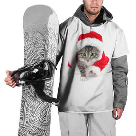 Накидка на куртку 3D с принтом Новогодняя Киса в Петрозаводске, 100% полиэстер |  | cat | christmas | new year | winter | дед мороз | зима | кисы | кошки | новый год | рождество