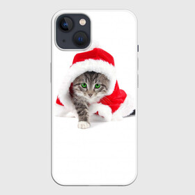 Чехол для iPhone 13 с принтом Новогодняя Киса в Петрозаводске,  |  | cat | christmas | new year | winter | дед мороз | зима | кисы | кошки | новый год | рождество
