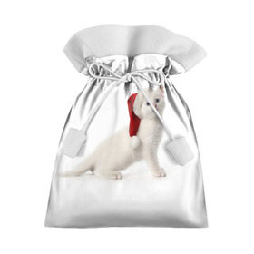 Подарочный 3D мешок с принтом Киса в Шапочке в Петрозаводске, 100% полиэстер | Размер: 29*39 см | Тематика изображения на принте: cat | christmas | new year | winter | дед мороз | зима | кисы | кошки | новый год | рождество