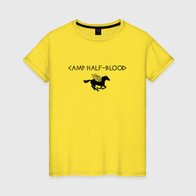 Женская футболка хлопок с принтом Camp Half-Blood в Петрозаводске, 100% хлопок | прямой крой, круглый вырез горловины, длина до линии бедер, слегка спущенное плечо | halfblood | percy jackson | перси джексон