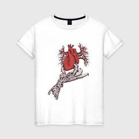 Женская футболка хлопок с принтом Рука и сердце в Петрозаводске, 100% хлопок | прямой крой, круглый вырез горловины, длина до линии бедер, слегка спущенное плечо | био | механика | рука | сердце | тату