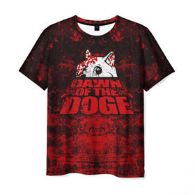 Мужская футболка 3D с принтом Dawn of the Doge в Петрозаводске, 100% полиэфир | прямой крой, круглый вырез горловины, длина до линии бедер | Тематика изображения на принте: dog | doge | walking dead | zombie | додж | зомби | мем | собака | ходячие мертвецы