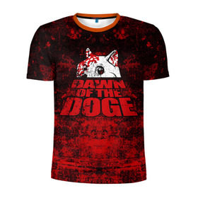 Мужская футболка 3D спортивная с принтом Dawn of the Doge в Петрозаводске, 100% полиэстер с улучшенными характеристиками | приталенный силуэт, круглая горловина, широкие плечи, сужается к линии бедра | dog | doge | walking dead | zombie | додж | зомби | мем | собака | ходячие мертвецы