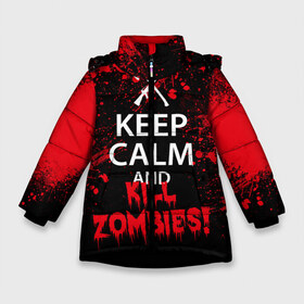 Зимняя куртка для девочек 3D с принтом Keep Calm & Kill Zombies в Петрозаводске, ткань верха — 100% полиэстер; подклад — 100% полиэстер, утеплитель — 100% полиэстер. | длина ниже бедра, удлиненная спинка, воротник стойка и отстегивающийся капюшон. Есть боковые карманы с листочкой на кнопках, утяжки по низу изделия и внутренний карман на молнии. 

Предусмотрены светоотражающий принт на спинке, радужный светоотражающий элемент на пуллере молнии и на резинке для утяжки. | bone | carl | rick | skelet | skull | walking dead | zombie | граймс | зомби | карл | нежить | нечисть | рик | скелет | ходячие мертвецы | череп