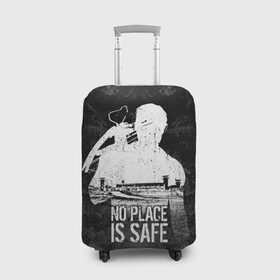 Чехол для чемодана 3D с принтом No Place is Safe в Петрозаводске, 86% полиэфир, 14% спандекс | двустороннее нанесение принта, прорези для ручек и колес | bone | carl | rick | skelet | skull | walking dead | zombie | граймс | зомби | карл | кости | рик | скелет | ходячие мертвецы | череп