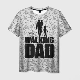 Мужская футболка 3D с принтом Walking Dad в Петрозаводске, 100% полиэфир | прямой крой, круглый вырез горловины, длина до линии бедер | carl | dad | rick | walking dead | zombie | дети | дочь | зомби | отец | папа | сын | ходячие мертвецы