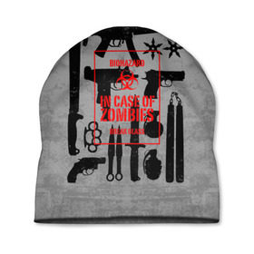 Шапка 3D с принтом Арсенал против зомби в Петрозаводске, 100% полиэстер | универсальный размер, печать по всей поверхности изделия | bone | carl | rick | skelet | skull | walking dead | zombie | автомат | арсенал | граймс | граната | зомби | карл | оружие | пистолет | рик | ходячие мертвецы