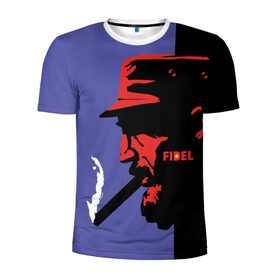 Мужская футболка 3D спортивная с принтом Fidel в Петрозаводске, 100% полиэстер с улучшенными характеристиками | приталенный силуэт, круглая горловина, широкие плечи, сужается к линии бедра | castro | che | fidel | guevara | гевара | кастро | фидель | че