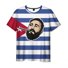 Мужская футболка 3D с принтом Fidel Castro в Петрозаводске, 100% полиэфир | прямой крой, круглый вырез горловины, длина до линии бедер | Тематика изображения на принте: castro | che | fidel | guevara | гевара | кастро | фидель | че