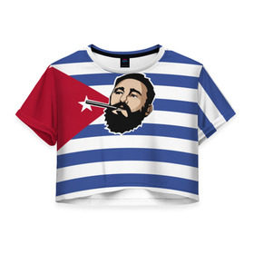Женская футболка 3D укороченная с принтом Fidel Castro в Петрозаводске, 100% полиэстер | круглая горловина, длина футболки до линии талии, рукава с отворотами | castro | che | fidel | guevara | гевара | кастро | фидель | че