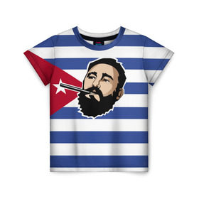 Детская футболка 3D с принтом Fidel Castro в Петрозаводске, 100% гипоаллергенный полиэфир | прямой крой, круглый вырез горловины, длина до линии бедер, чуть спущенное плечо, ткань немного тянется | castro | che | fidel | guevara | гевара | кастро | фидель | че