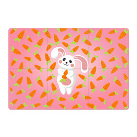 Магнитный плакат 3Х2 с принтом Зайчик с морковкой в Петрозаводске, Полимерный материал с магнитным слоем | 6 деталей размером 9*9 см | зайчик | заяц | милые животные | морковка | прикольные животные | розовый