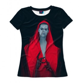 Женская футболка 3D с принтом Волчонок в Петрозаводске, 100% полиэфир ( синтетическое хлопкоподобное полотно) | прямой крой, круглый вырез горловины, длина до линии бедер | teen wolf
