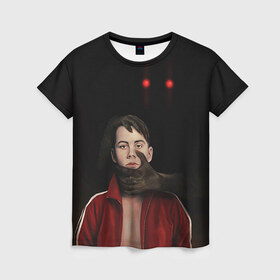 Женская футболка 3D с принтом Волчонок в Петрозаводске, 100% полиэфир ( синтетическое хлопкоподобное полотно) | прямой крой, круглый вырез горловины, длина до линии бедер | teen wolf