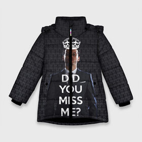 Зимняя куртка для девочек 3D с принтом Keep Calm & Miss Me в Петрозаводске, ткань верха — 100% полиэстер; подклад — 100% полиэстер, утеплитель — 100% полиэстер. | длина ниже бедра, удлиненная спинка, воротник стойка и отстегивающийся капюшон. Есть боковые карманы с листочкой на кнопках, утяжки по низу изделия и внутренний карман на молнии. 

Предусмотрены светоотражающий принт на спинке, радужный светоотражающий элемент на пуллере молнии и на резинке для утяжки. | holmes | sherlock | мориарти | профессор | холмс | шерлок