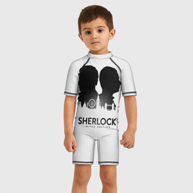 Детский купальный костюм 3D с принтом Sherlock Edition в Петрозаводске, Полиэстер 85%, Спандекс 15% | застежка на молнии на спине | doctor | holmes | sherlock | watson | ватсон | доктор | профессор | холмс | шерлок