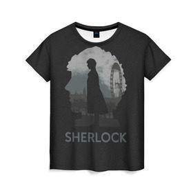 Женская футболка 3D с принтом Sherlock World в Петрозаводске, 100% полиэфир ( синтетическое хлопкоподобное полотно) | прямой крой, круглый вырез горловины, длина до линии бедер | doctor | holmes | холмс | шерлок
