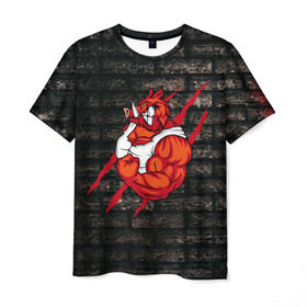 Мужская футболка 3D с принтом Кабан качок Style в Петрозаводске, 100% полиэфир | прямой крой, круглый вырез горловины, длина до линии бедер | бодибилдинг | кабан | мышцы | свинья | сила