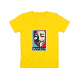 Детская футболка хлопок с принтом Гай Фокс в Петрозаводске, 100% хлопок | круглый вырез горловины, полуприлегающий силуэт, длина до линии бедер | Тематика изображения на принте: hanson | v | vendetta | вендетта | маска