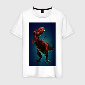 Мужская футболка хлопок с принтом Dino в Петрозаводске, 100% хлопок | прямой крой, круглый вырез горловины, длина до линии бедер, слегка спущенное плечо. | dino | dinosaur | t rex | дино | динозавр | монстр | ящерица