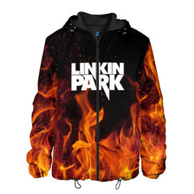 Мужская куртка 3D с принтом Linkin park в Петрозаводске, ткань верха — 100% полиэстер, подклад — флис | прямой крой, подол и капюшон оформлены резинкой с фиксаторами, два кармана без застежек по бокам, один большой потайной карман на груди. Карман на груди застегивается на липучку | Тематика изображения на принте: rok | линкин | музыка | парк | рок