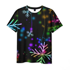 Мужская футболка 3D с принтом Новогодняя ночь в Петрозаводске, 100% полиэфир | прямой крой, круглый вырез горловины, длина до линии бедер | happy new year | конфетти | снежинки
