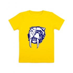 Детская футболка хлопок с принтом Саблезуб в Петрозаводске, 100% хлопок | круглый вырез горловины, полуприлегающий силуэт, длина до линии бедер | Тематика изображения на принте: тигр