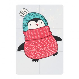 Магнитный плакат 2Х3 с принтом Зимний пингвин в Петрозаводске, Полимерный материал с магнитным слоем | 6 деталей размером 9*9 см | christmas | new year | winter | зима | новый год | пингвин | рождество