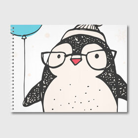 Альбом для рисования с принтом Пингвин с шариком в Петрозаводске, 100% бумага
 | матовая бумага, плотность 200 мг. | christmas | new year | winter | зима | новый год | пингвин | рождество