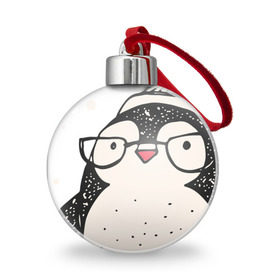 Ёлочный шар с принтом Пингвин с шариком в Петрозаводске, Пластик | Диаметр: 77 мм | christmas | new year | winter | зима | новый год | пингвин | рождество