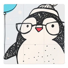 Магнитный плакат 3Х3 с принтом Пингвин с шариком в Петрозаводске, Полимерный материал с магнитным слоем | 9 деталей размером 9*9 см | Тематика изображения на принте: christmas | new year | winter | зима | новый год | пингвин | рождество