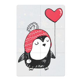 Магнитный плакат 2Х3 с принтом Пингвин с шариком в Петрозаводске, Полимерный материал с магнитным слоем | 6 деталей размером 9*9 см | christmas | new year | winter | зима | новый год | пингвин | рождество