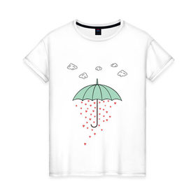 Женская футболка хлопок с принтом Зонтик в Петрозаводске, 100% хлопок | прямой крой, круглый вырез горловины, длина до линии бедер, слегка спущенное плечо | 