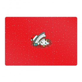 Магнитный плакат 3Х2 с принтом Акула Дед Мороз в Петрозаводске, Полимерный материал с магнитным слоем | 6 деталей размером 9*9 см | christmas | new year | shark | новый год | рождество | санта
