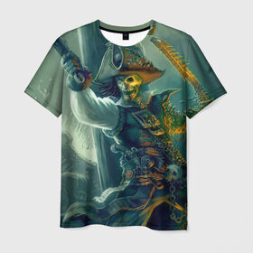 Мужская футболка 3D с принтом Пират в Петрозаводске, 100% полиэфир | прямой крой, круглый вырез горловины, длина до линии бедер | gangplank | league of legends | lol | pirate | гангпланк | лига легенд | лол | пират