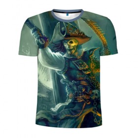 Мужская футболка 3D спортивная с принтом Пират в Петрозаводске, 100% полиэстер с улучшенными характеристиками | приталенный силуэт, круглая горловина, широкие плечи, сужается к линии бедра | gangplank | league of legends | lol | pirate | гангпланк | лига легенд | лол | пират