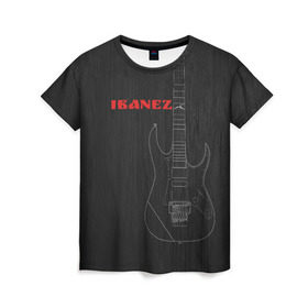 Женская футболка 3D с принтом Ibanez в Петрозаводске, 100% полиэфир ( синтетическое хлопкоподобное полотно) | прямой крой, круглый вырез горловины, длина до линии бедер | ibanez | айбанез | гитара | ибанез | электрогитара | электруха