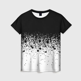 Женская футболка 3D с принтом необычный дизайн в Петрозаводске, 100% полиэфир ( синтетическое хлопкоподобное полотно) | прямой крой, круглый вырез горловины, длина до линии бедер | белая | необычная | черно